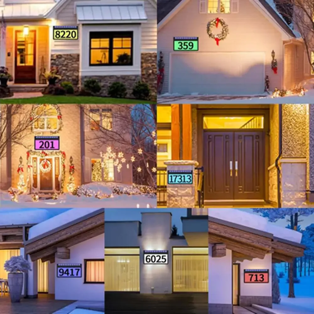 Solar Address Sign Lighted Outdoor Waterproof RGBW Color House Numbers for Home